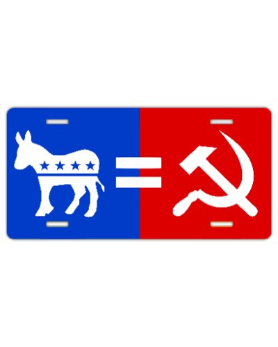 Democrats = Communism sublimated car tag